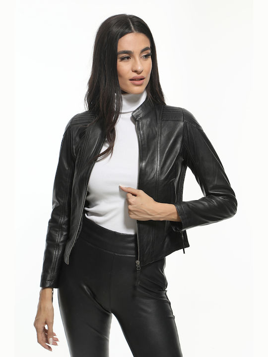 Newton Leather Women's Short Lifestyle Leather Jacket for Winter Black