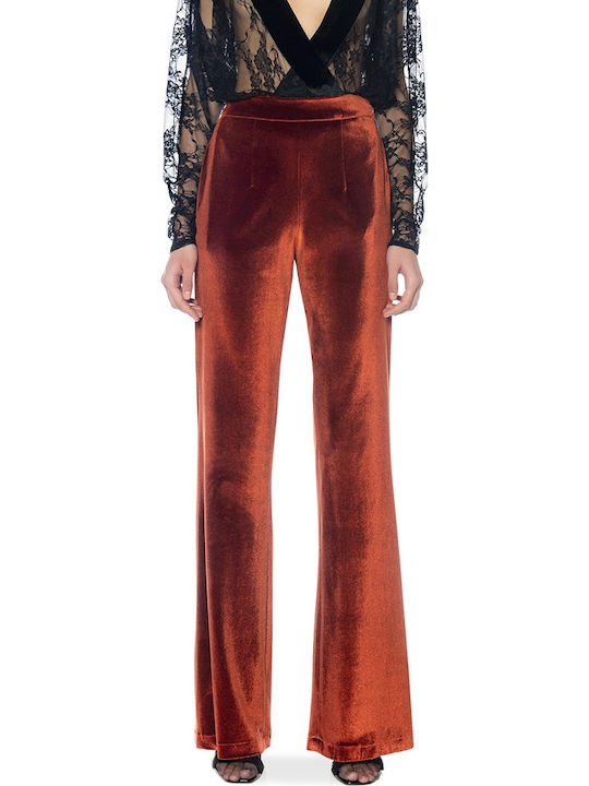 Damen Hoch tailliert Stoff Hose in Bootcut Passform Orange