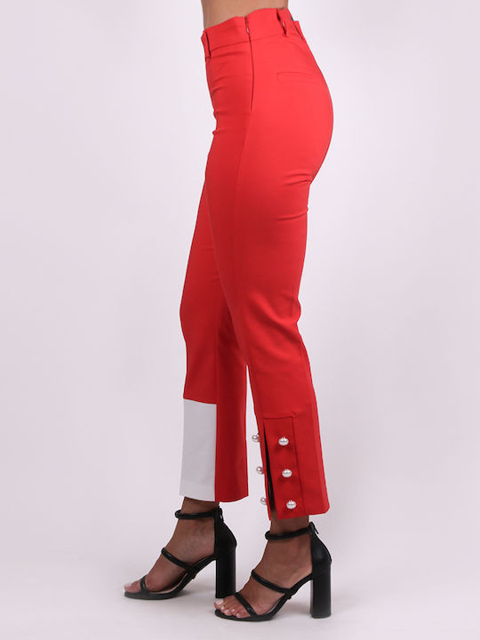 Damen Stoff Hose Rot