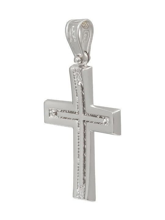 Men's White Gold Cross 14K