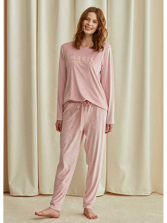 Catherine's Winter Women's Pyjama Set Velvet Pink