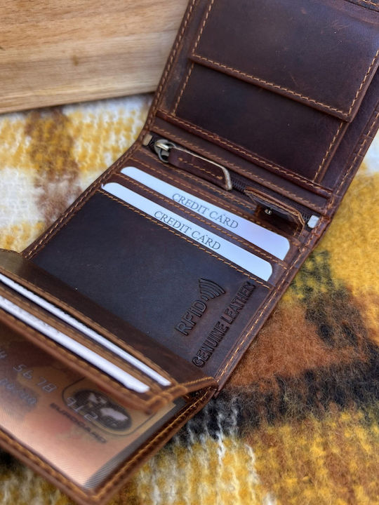 Leather Men's Wallet Cards with RFID Brown