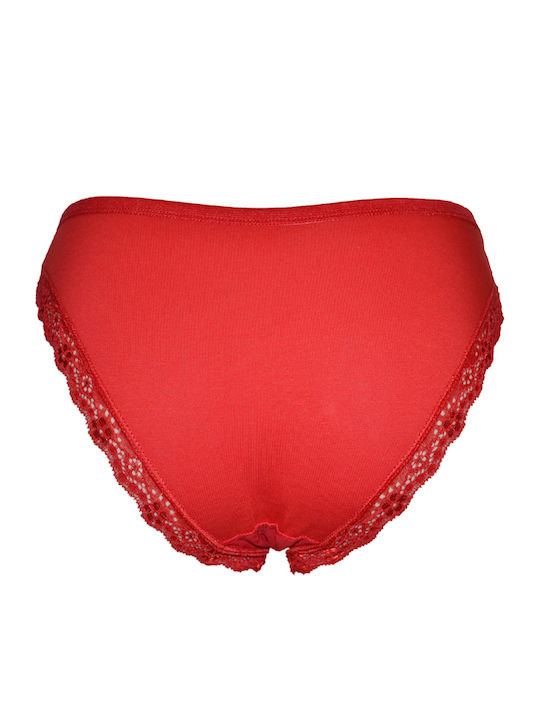 Papatya Ic Giyim Baumwolle Damen Slip mit Spitze Rot