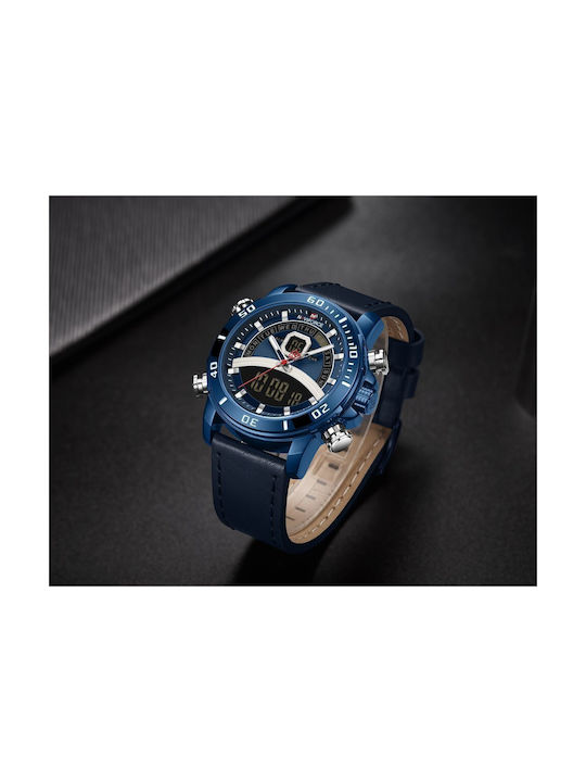 Naviforce Watch Battery with Blue Leather Strap