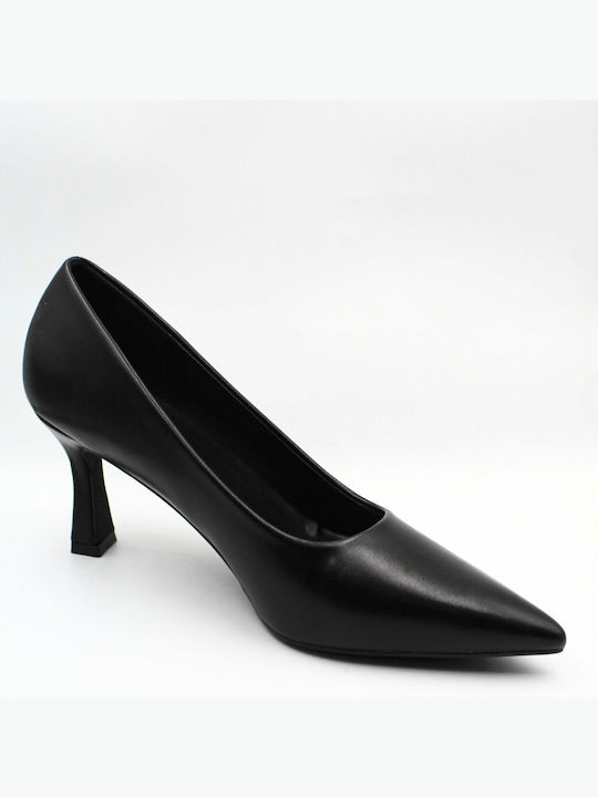 Plato Synthetic Leather Pointed Toe Black Medium Heels