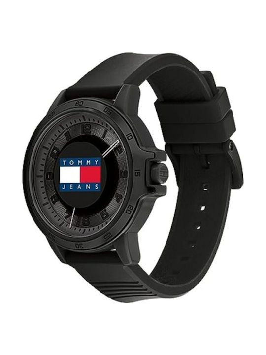 Tommy Hilfiger Houston 4.0 Men's Watch 45mm Battery with Black Leather Strap