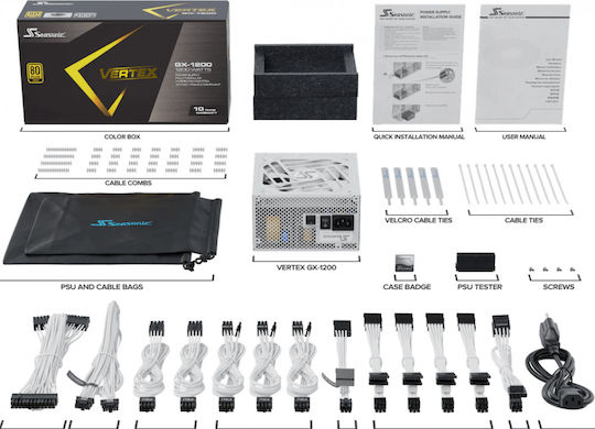 Seasonic Vertex GX 1200W Бял Компютърно захранване Пълен модул 80 Plus Gold