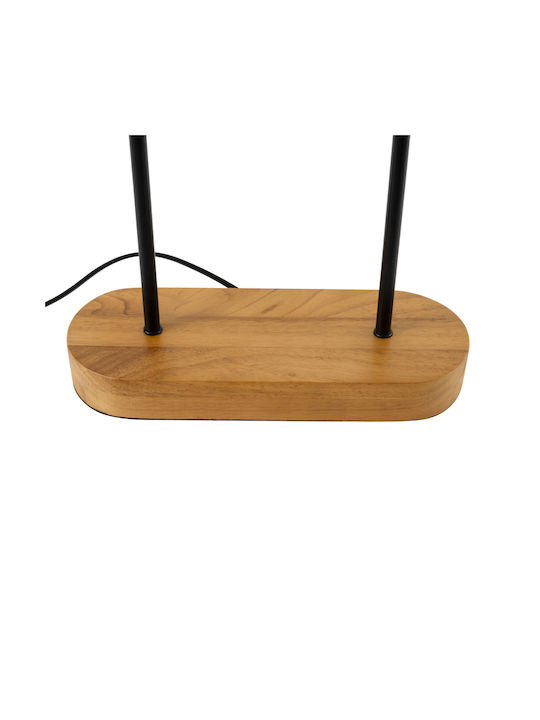 GloboStar Azul Holz Tischlampe für Fassung E27 mit Beige Schirm und Basis