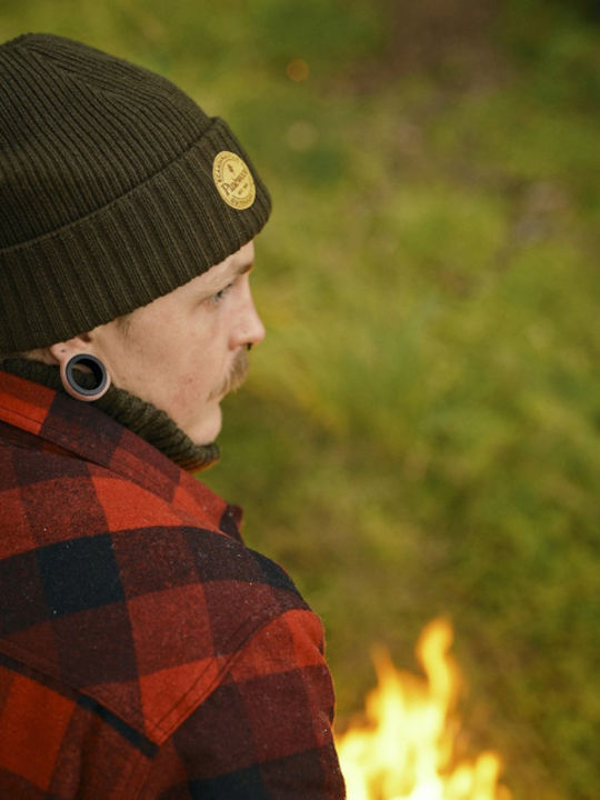 Beanie Unisex Fleece Σκούφος Πλεκτός σε Χακί χρώμα