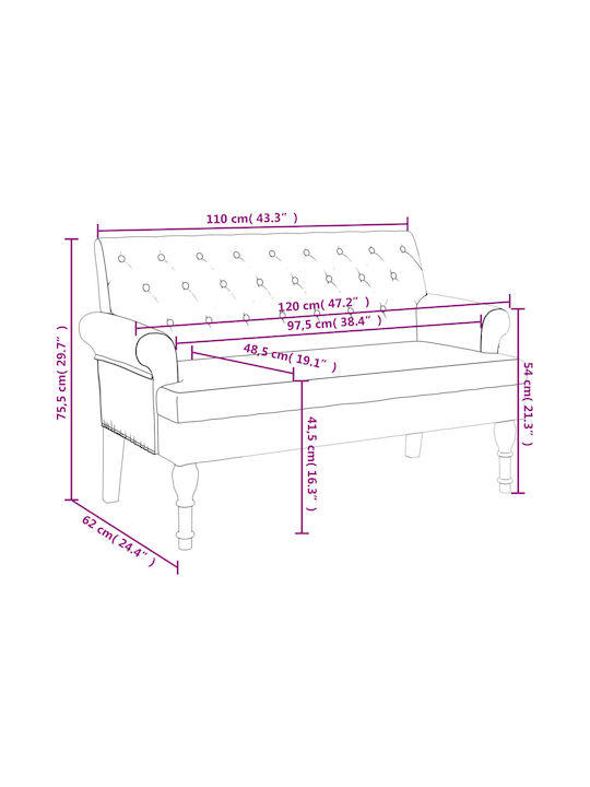 Διθέσιος Καναπές Μπλε 120x62x75.5εκ. 372126