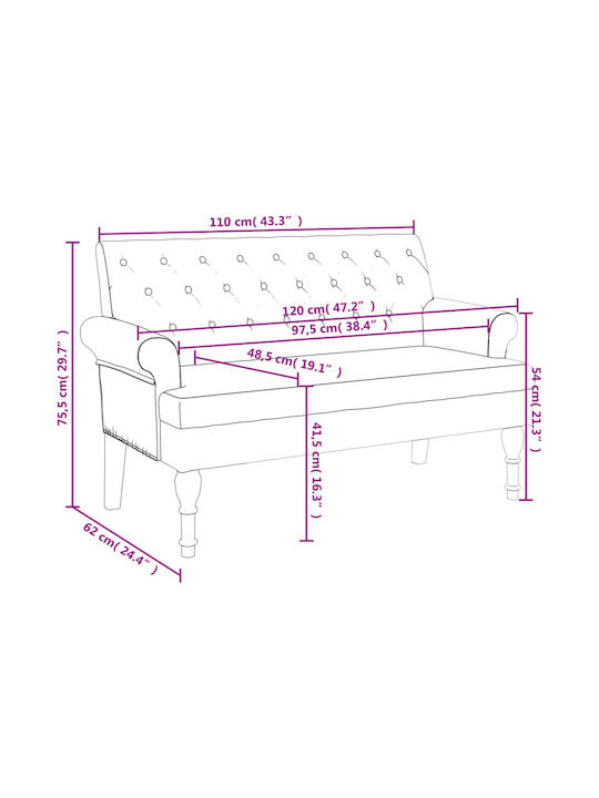 Διθέσιος Καναπές Μαύρο 120x62x75.5εκ. 372122