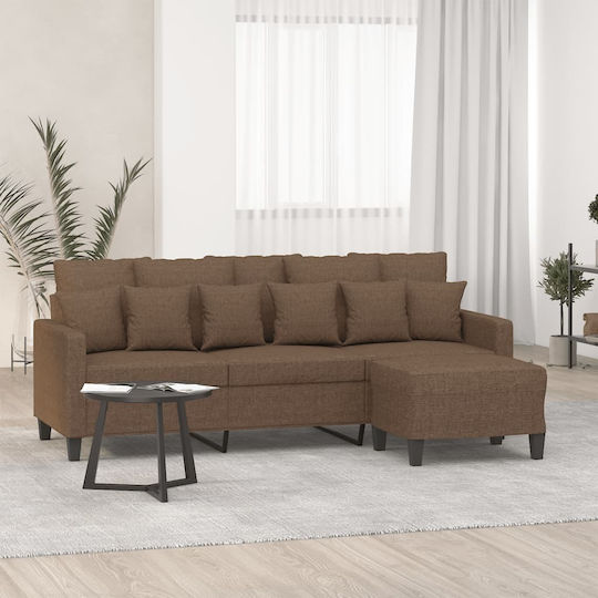 Three-Seater Fabric Couch Brown 198x77x80 cm