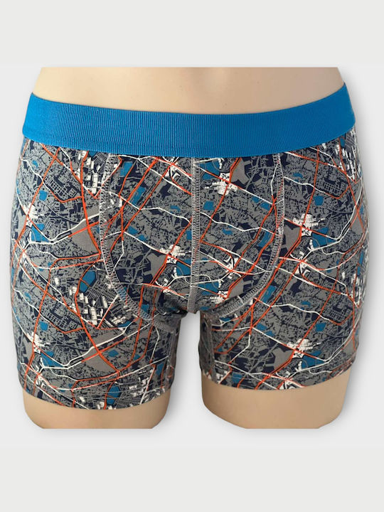 Baspinar Men's Boxer Blue with Patterns