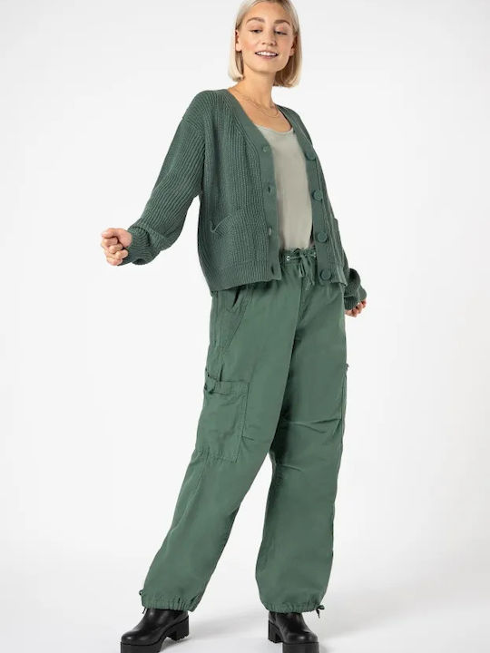 Eight2Nine Short Women's Knitted Cardigan with Buttons Green