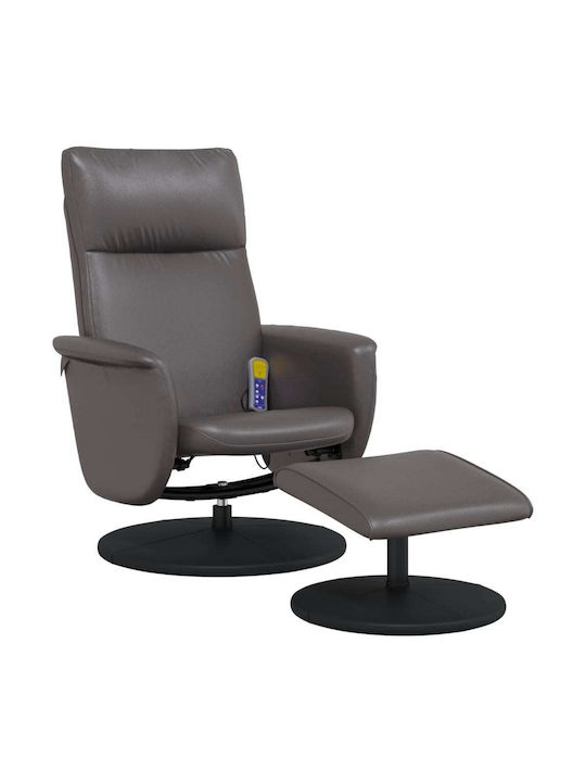 Relax Armchair Massage with Footstool made of Leatherette Grey 49x31x36.5cm