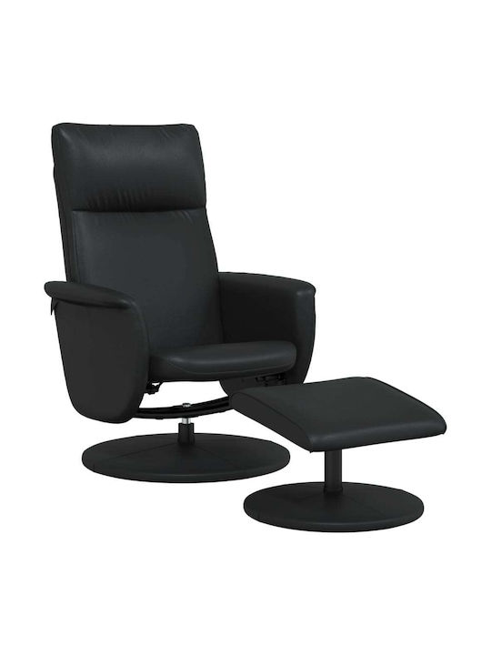 Armchair with Footstool made of Leatherette Black 49x31x36.5cm