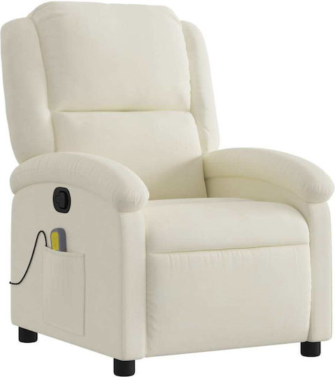 Πολυθρόνα Relax Massage με Υποπόδιο Βελούδινη Κρεμ 71x86.5x99.5cm