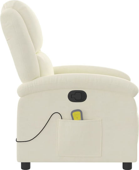 Πολυθρόνα Relax Massage με Υποπόδιο Βελούδινη Κρεμ 71x86.5x99.5cm