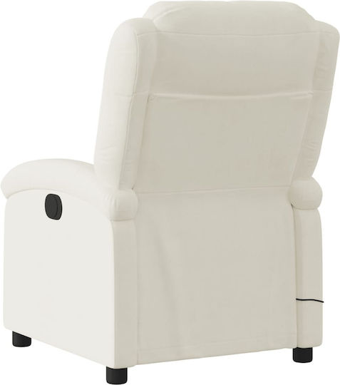 Πολυθρόνα Relax Massage με Υποπόδιο Βελούδινη Κρεμ 71x86.5x99.5cm