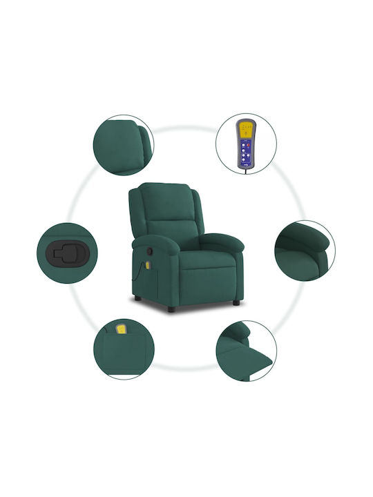 Фотьойл Relax Масаж С поставка за крака Кадифен Dark Green 71x86.5x99.5см