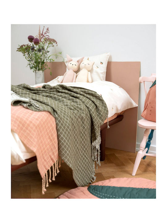 Blanket Nursery Swaddling Blankets Grid Khaki Olive 80x110cm
