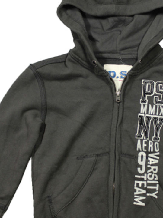 Kids Sweatshirt Cardigan with Hood Gray