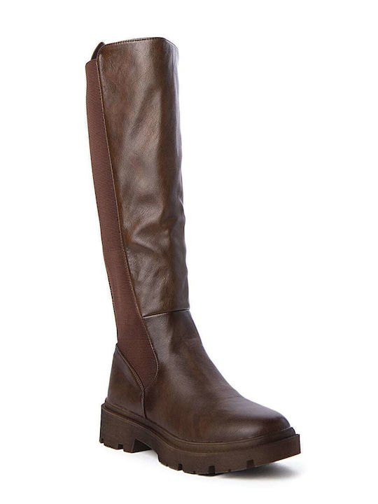 Keep Fred Synthetic Leather Women's Boots with Rubber Brown