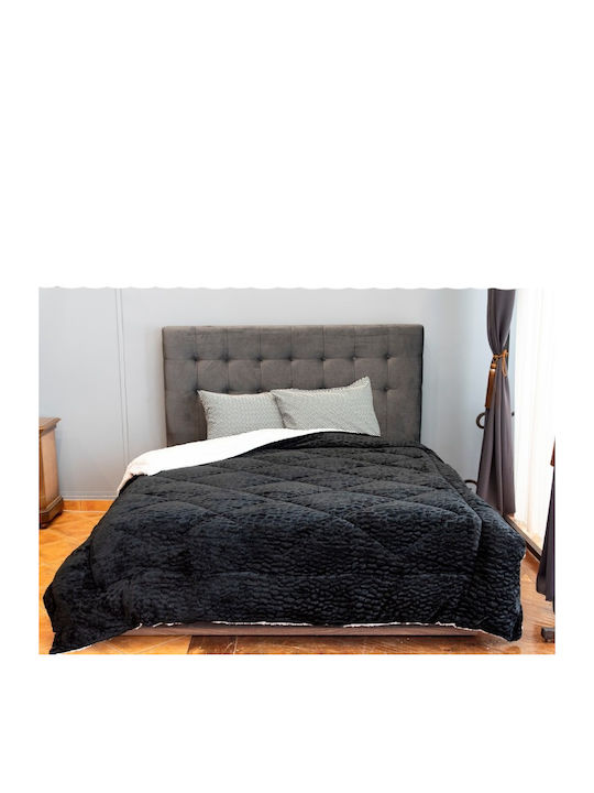 BS Collection Duvet Cover Queen 220x240cm Black Velvet-Black Metal 350 GSMGsm