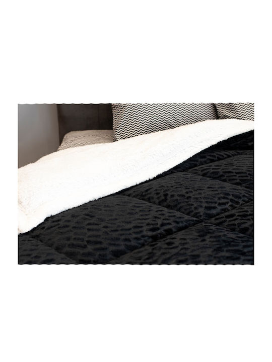 BS Collection Duvet Cover Queen 220x240cm Black Velvet-Black Metal 350 GSMGsm