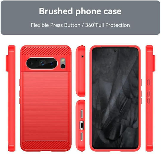 Brushed Carbon Back Cover Σιλικόνης Κόκκινο (Google Pixel 8 Pro)