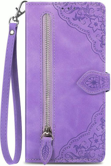 Flower Zipper Wallet Μωβ (Google Pixel 8 Pro)
