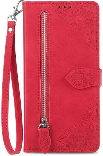 Flower Zipper Brieftasche Rot (Google Pixel 8)
