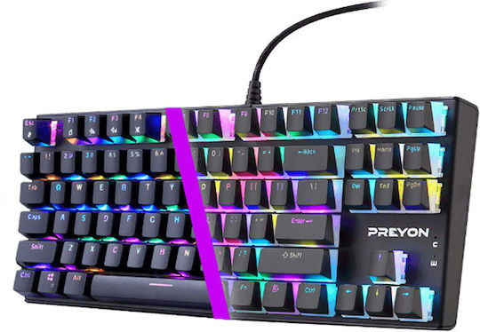 Preyon Blitz Claw Gaming Μηχανικό Πληκτρολόγιο Tenkeyless με Gateron Brown διακόπτες και RGB φωτισμό (Αγγλικό US)