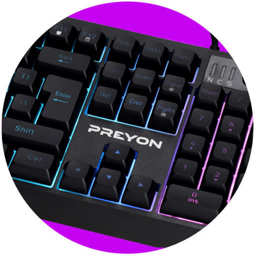 Preyon Long Claw Alpha Gaming Keyboard with RGB lighting (English US)