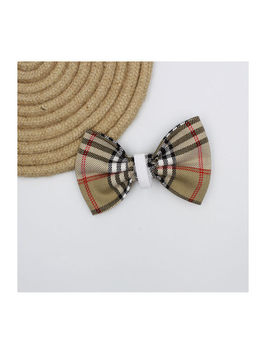 JFashion Tartan Beige Dog Bow Tie