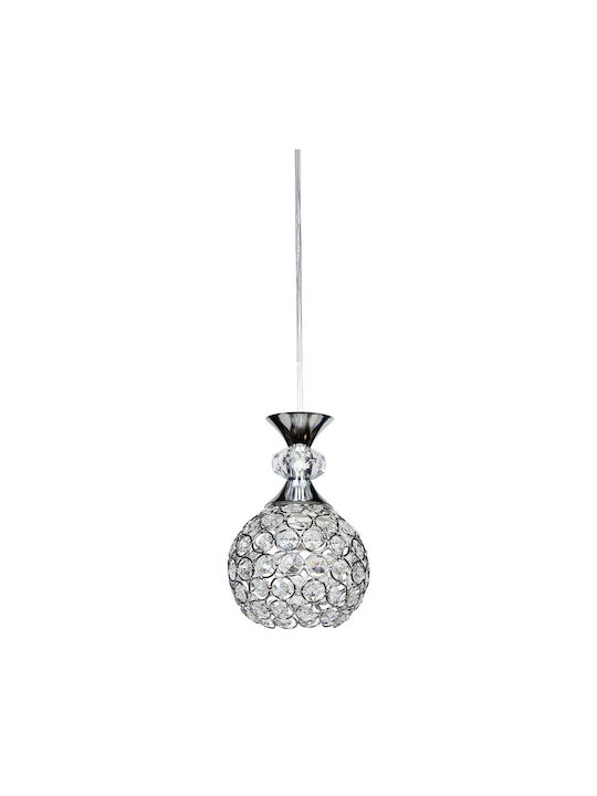 Keskor Pendant Light Silver with Crystals for Socket E27 12x20cm