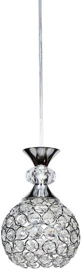 Keskor Hängelampe Silber mit Kristallen für Fassung E27 12x20cm.