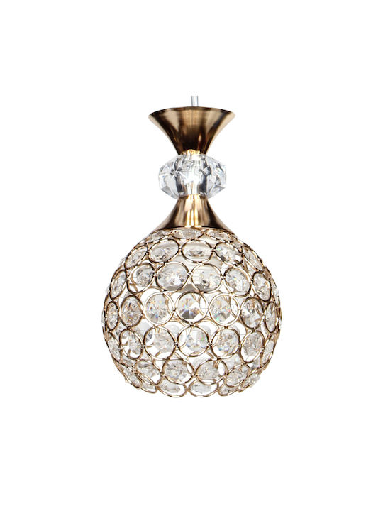 Keskor Pendant Light Gold with Crystals for Socket E27 12x20cm