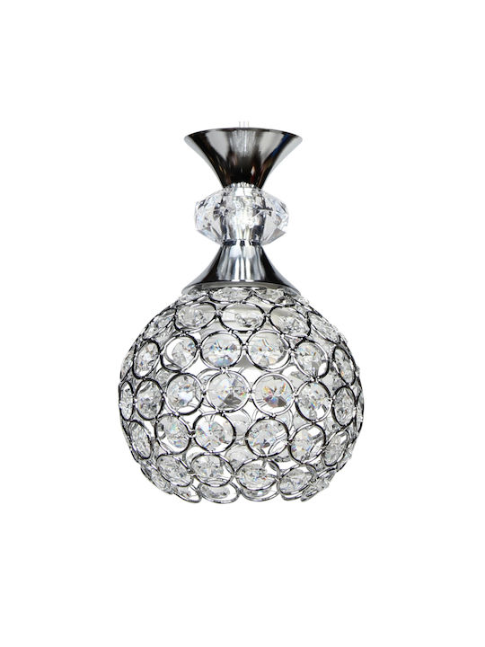 Keskor Pendant Light Silver with Crystals for Socket E27 12x20cm