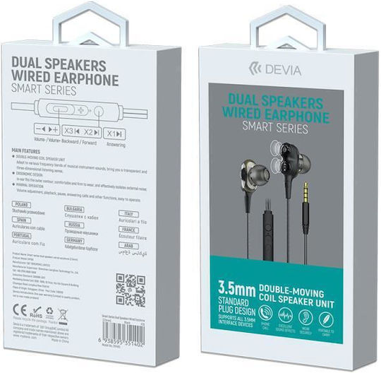 Devia EM102 În ureche Handsfree cu Mufă 3.5mm Black