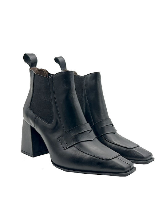 Βαβουλάς Leather Women's Ankle Boots Black