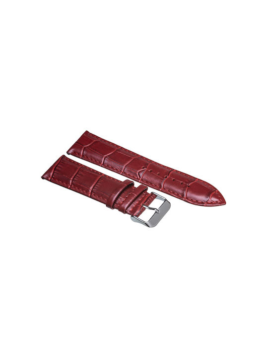 Tzevelion Κροκό Leather Strap Red 14mm