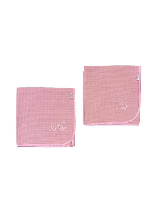 Bunny Bebe Piqué Burp Cloth Pink 90x90cm. 1pcs