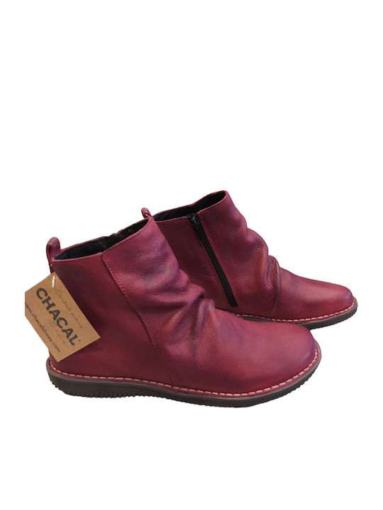 Leather Women's Ankle Boots Granate