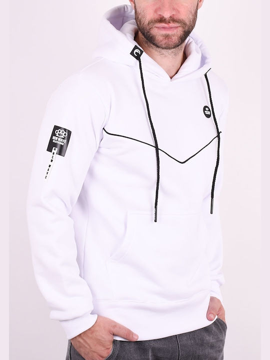 New Wave Men's Sweatshirt with Hood White