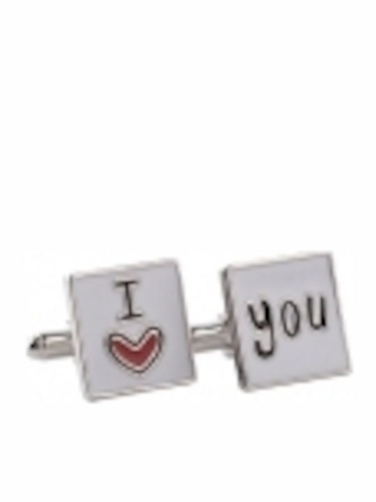 I Love You Manschettenknöpfe in Silber Farbe
