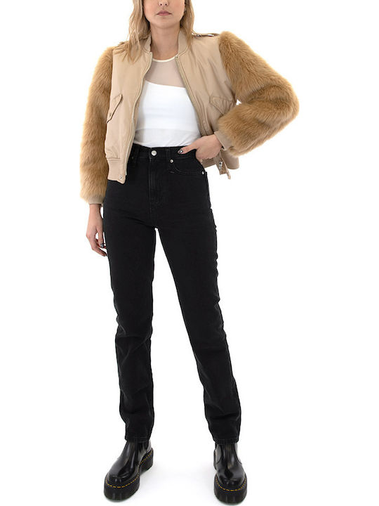 Κοντό Γυναικείο Bomber Jacket Μπεζ