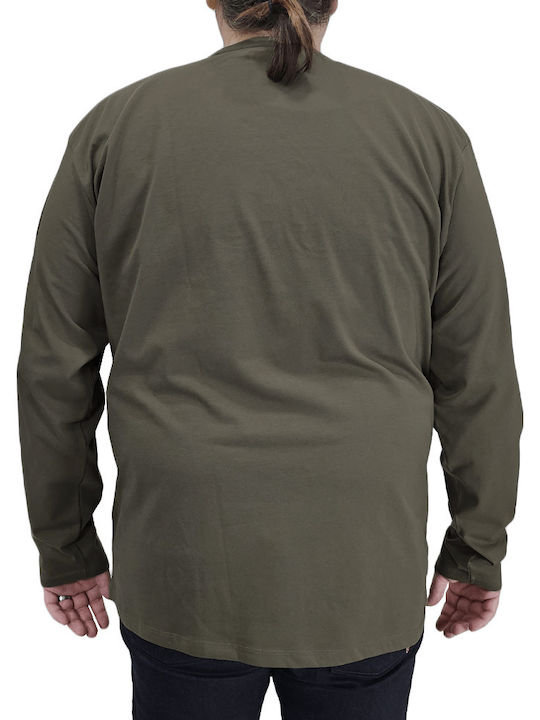 Double A Herren Langarm-Pullover Khaki