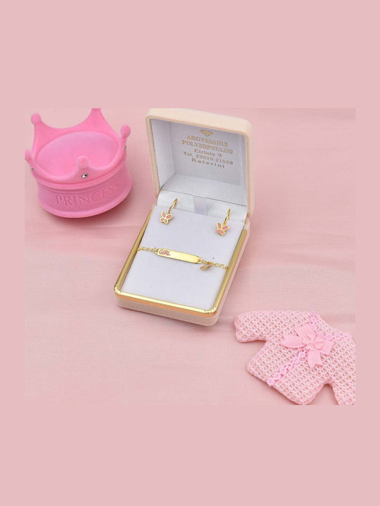 Goldjewels Επιχρυσωμένα Παιδικά Σκουλαρίκια Κρεμαστά Πεταλούδες από Ασήμι