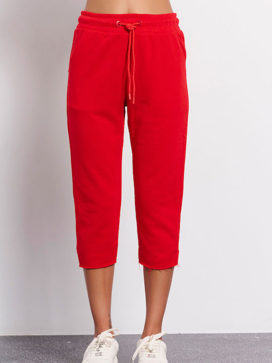 BodyTalk Women's Cotton Capri Trousers in Loose Fit RED